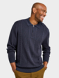 Pegasus Zip Neck Cable Knitted Polo - Navy