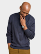 Pegasus Zip Neck Cable Knitted Polo - Navy