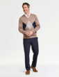 Tootal Argyle V Neck Jumper - Fawn