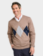Tootal Argyle V Neck Jumper - Fawn