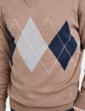 Tootal Argyle V Neck Jumper - Fawn
