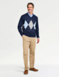 Tootal Argyle V Neck Jumper - Navy