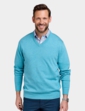 Pegasus Luxury Cotton V Neck Sweater - Aqua