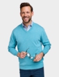 Pegasus Luxury Cotton V Neck Sweater - Aqua