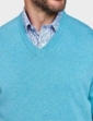Pegasus Luxury Cotton V Neck Sweater - Aqua