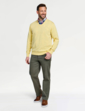Pegasus Luxury Cotton V Neck Sweater - Lemon
