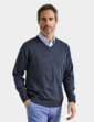 Pegasus Luxury Cotton V Neck Sweater - Navy