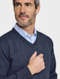 Pegasus Luxury Cotton V Neck Sweater - Navy