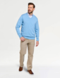 Pegasus Luxury Cotton V Neck Sweater - Sky