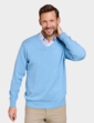 Pegasus Luxury Cotton V Neck Sweater - Sky