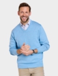 Pegasus Luxury Cotton V Neck Sweater - Sky