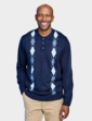 Tootal Argyle Long Sleeve Knitted Polo - Navy