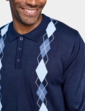 Tootal Argyle Long Sleeve Knitted Polo - Navy