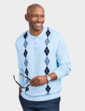 Tootal Argyle Long Sleeve Knitted Polo - Sky