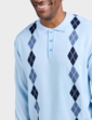 Tootal Argyle Long Sleeve Knitted Polo - Sky