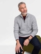 Pegasus Fleece Lined Quarter Zip Cable Knit Jumper - Grey