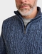 Pegasus Fleece Lined Quarter Zip Cable Knit Jumper - Navy