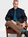 Pegasus Fleece Lined Chenille Stripe Zipper - Navy