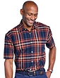 Pegasus Short Sleeve Cotton Check Shirt - Navy