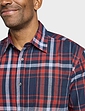 Pegasus Short Sleeve Cotton Check Shirt - Navy