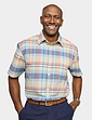 Pegasus Short Sleeve Cotton Check Shirt - Sky