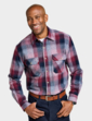 Pegasus Long Sleeve Brushed Check Shirt - Burgundy