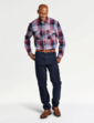 Pegasus Long Sleeve Brushed Check Shirt - Burgundy