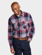 Pegasus Long Sleeve Brushed Check Shirt - Burgundy