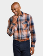 Pegasus Long Sleeve Brushed Check Shirt - Navy
