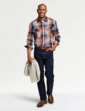 Pegasus Long Sleeve Brushed Check Shirt - Navy