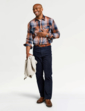 Pegasus Long Sleeve Brushed Check Shirt - Navy