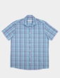 Double Two Short Sleeve Check Shirt - Aqua