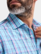 Double Two Short Sleeve Check Shirt - Aqua