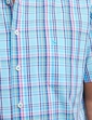 Double Two Short Sleeve Check Shirt - Aqua
