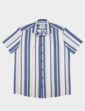 Stripe Double Two Short Sleeve Shirt - White Navy