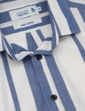 Stripe Double Two Short Sleeve Shirt - White Navy