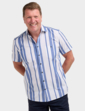 Stripe Double Two Short Sleeve Shirt - White Navy