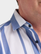 Stripe Double Two Short Sleeve Shirt - White Navy