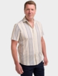 Short Sleeve Stripe Double Two Shirt - Beige