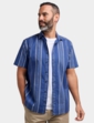 Short Sleeve Stripe Double Two Shirt - Navy