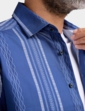 Short Sleeve Stripe Double Two Shirt - Navy