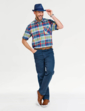 Pegasus Short Sleeve Cotton Check Shirt With Pocket - Navy