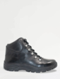Leather Waterproof Extra Wide Fit Lace Hiker Boot - Black