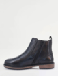 Pegasus Leather Wide Fit Chelsea Boot With Side Zip - Black