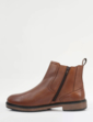 Pegasus Leather Wide Fit Chelsea Boot With Side Zip - Tan