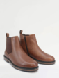 Pegasus Leather Wide Fit Chelsea Boot With Side Zip - Tan