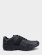 Pegasus Leather Wide Fit Trainer Style Walking Shoe - Black