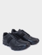 Pegasus Leather Wide Fit Trainer Style Walking Shoe - Black