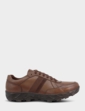 Pegasus Leather Wide Fit Trainer Style Walking Shoe - Brown