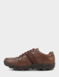 Pegasus Leather Wide Fit Trainer Style Walking Shoe - Brown
